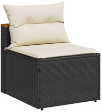 Gartensofas ohne Armlehnen mit Kissen 2 Stk Schwarz Poly Rattan