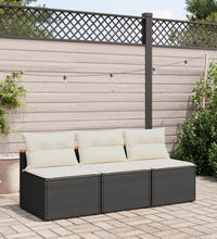 Gartensofas ohne Armlehnen mit Kissen 2 Stk Schwarz Poly Rattan