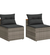 Gartensofas ohne Armlehnen mit Kissen 2 Stk. Grau Poly Rattan