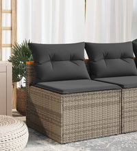 Gartensofas ohne Armlehnen mit Kissen 2 Stk. Grau Poly Rattan