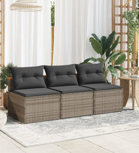 Gartensofas ohne Armlehnen mit Kissen 2 Stk. Grau Poly Rattan