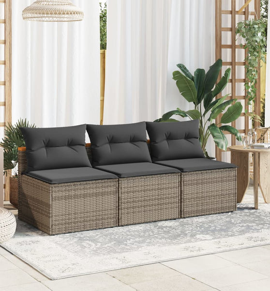 Gartensofas ohne Armlehnen mit Kissen 2 Stk. Grau Poly Rattan