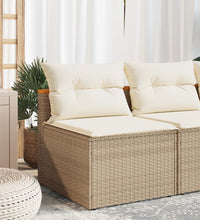 Gartensofas ohne Armlehnen mit Kissen 2 Stk. Beige Poly Rattan