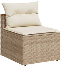 Gartensofas ohne Armlehnen mit Kissen 2 Stk. Beige Poly Rattan