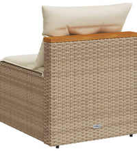 Gartensofas ohne Armlehnen mit Kissen 2 Stk. Beige Poly Rattan