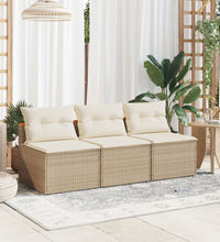 Gartensofas ohne Armlehnen mit Kissen 2 Stk. Beige Poly Rattan