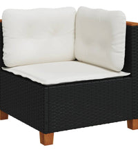 Garten-Ecksofa mit Kissen Schwarz Poly Rattan