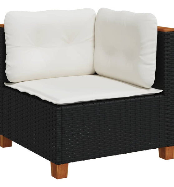 Garten-Ecksofa mit Kissen Schwarz Poly Rattan