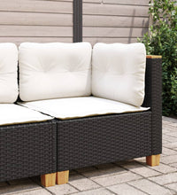 Garten-Ecksofa mit Kissen Schwarz Poly Rattan