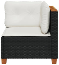 Garten-Ecksofa mit Kissen Schwarz Poly Rattan