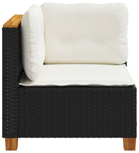 Garten-Ecksofa mit Kissen Schwarz Poly Rattan