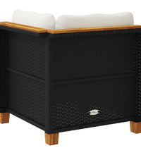 Garten-Ecksofa mit Kissen Schwarz Poly Rattan