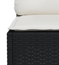 Garten-Ecksofa mit Kissen Schwarz Poly Rattan