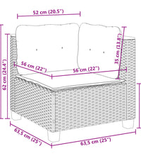 Garten-Ecksofa mit Kissen Schwarz Poly Rattan