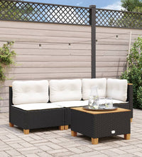 Garten-Ecksofa mit Kissen Schwarz Poly Rattan