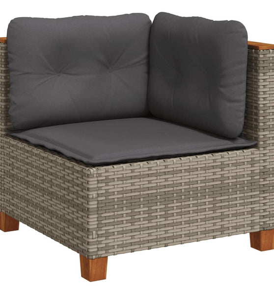 Garten-Ecksofa mit Kissen Grau Poly Rattan