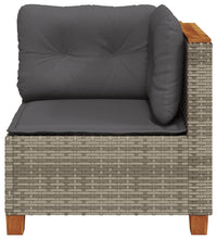 Garten-Ecksofa mit Kissen Grau Poly Rattan