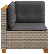 Garten-Ecksofa mit Kissen Grau Poly Rattan