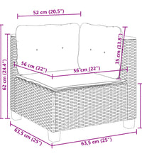 Garten-Ecksofa mit Kissen Grau Poly Rattan