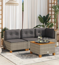 Garten-Ecksofa mit Kissen Grau Poly Rattan