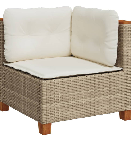 Garten-Ecksofa mit Kissen Beige Poly Rattan