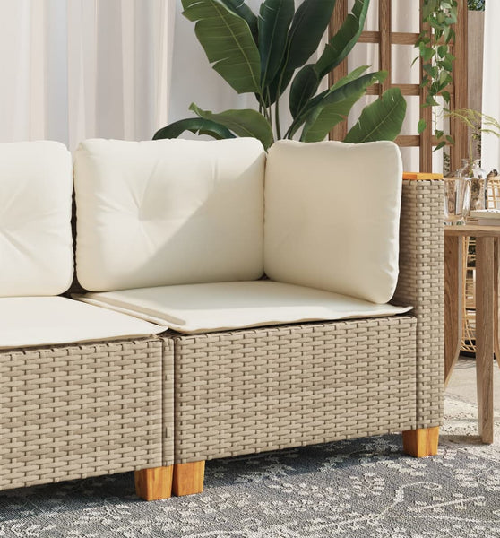 Garten-Ecksofa mit Kissen Beige Poly Rattan