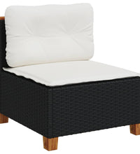 Gartensofa ohne Armlehnen mit Kissen Schwarz Poly Rattan