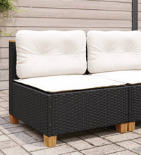 Gartensofa ohne Armlehnen mit Kissen Schwarz Poly Rattan