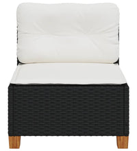 Gartensofa ohne Armlehnen mit Kissen Schwarz Poly Rattan