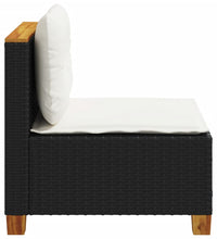 Gartensofa ohne Armlehnen mit Kissen Schwarz Poly Rattan