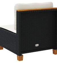 Gartensofa ohne Armlehnen mit Kissen Schwarz Poly Rattan