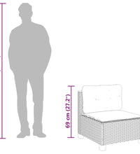 Gartensofa ohne Armlehnen mit Kissen Schwarz Poly Rattan