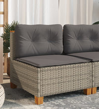 Gartensofa ohne Armlehnen mit Kissen Grau Poly Rattan