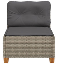 Gartensofa ohne Armlehnen mit Kissen Grau Poly Rattan