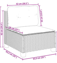 Gartensofa ohne Armlehnen mit Kissen Grau Poly Rattan