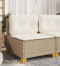 Gartensofa ohne Armlehnen mit Kissen Beige Poly Rattan