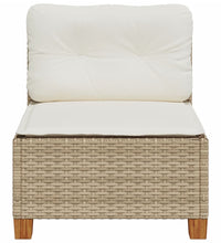 Gartensofa ohne Armlehnen mit Kissen Beige Poly Rattan