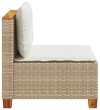 Gartensofa ohne Armlehnen mit Kissen Beige Poly Rattan