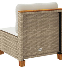 Gartensofa ohne Armlehnen mit Kissen Beige Poly Rattan