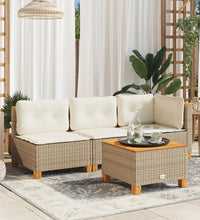 Gartensofa ohne Armlehnen mit Kissen Beige Poly Rattan