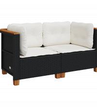 Garten-Ecksofas mit Kissen 2 Stk. Schwarz Poly Rattan