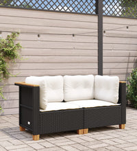 Garten-Ecksofas mit Kissen 2 Stk. Schwarz Poly Rattan