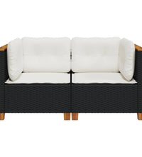 Garten-Ecksofas mit Kissen 2 Stk. Schwarz Poly Rattan