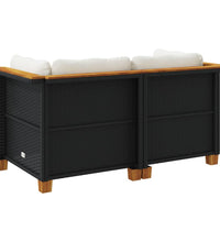 Garten-Ecksofas mit Kissen 2 Stk. Schwarz Poly Rattan