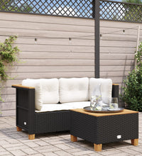 Garten-Ecksofas mit Kissen 2 Stk. Schwarz Poly Rattan