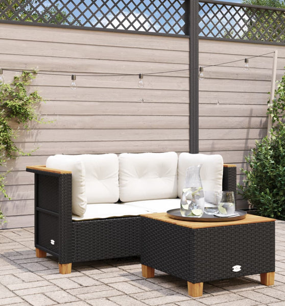 Garten-Ecksofas mit Kissen 2 Stk. Schwarz Poly Rattan