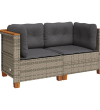 Garten-Ecksofas mit Kissen 2 Stk. Grau Poly Rattan