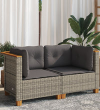 Garten-Ecksofas mit Kissen 2 Stk. Grau Poly Rattan