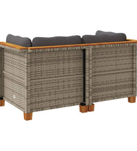 Garten-Ecksofas mit Kissen 2 Stk. Grau Poly Rattan