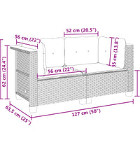 Garten-Ecksofas mit Kissen 2 Stk. Grau Poly Rattan